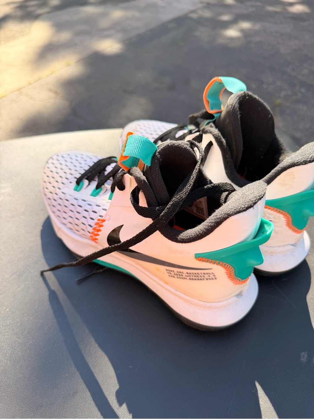 Nike Kids White Teal and Orange Athletic Sneakers - Picture 4 of 5